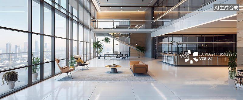 【AI数字艺术】现代城市建筑内部空间图片素材