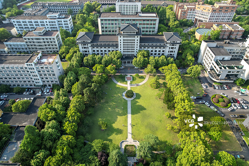 浙江大学西溪校区图书馆航拍图片素材