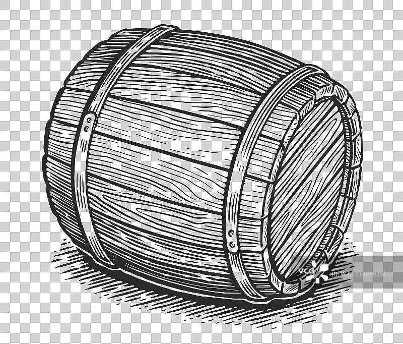 用于酒精饮料的橡木木桶图片素材