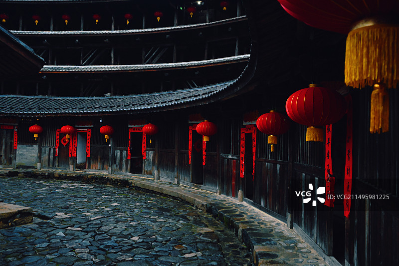 永定初溪·土楼迎春图片素材