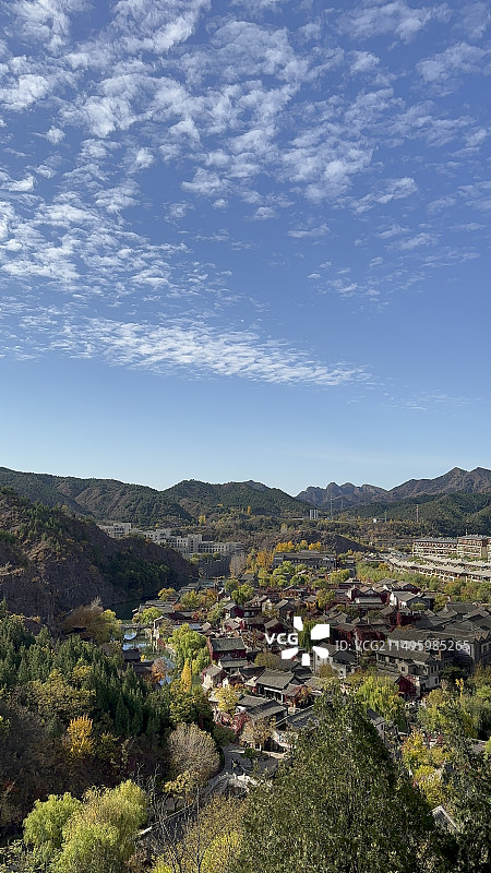 俯瞰天空的古镇景观图片素材