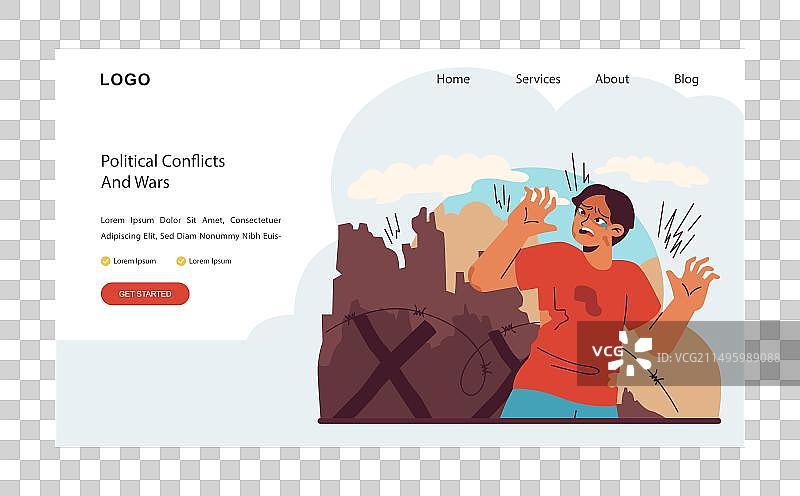 战争与冲突主题扁平设计图片素材