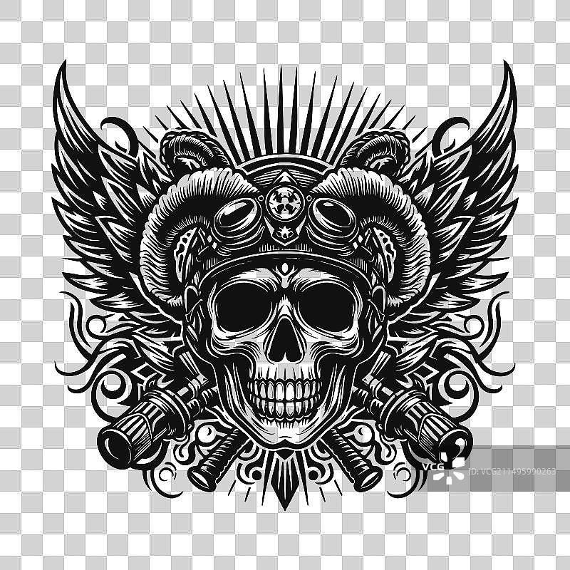 白色背景上的黑色骷髅头图片素材