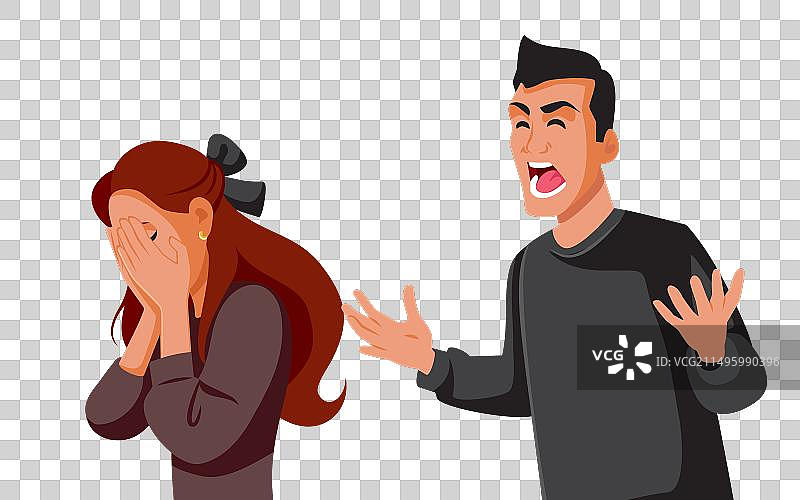 愤怒的男人对着他苦恼的女友尖叫图片素材