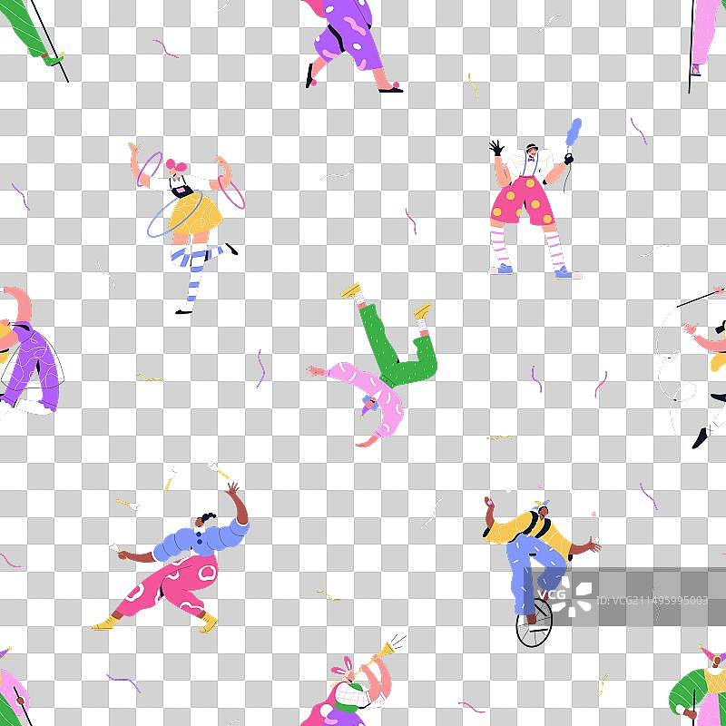 马戏团人物无缝图案设计图片素材