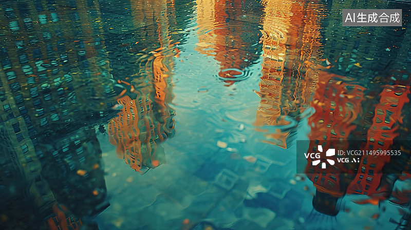【AI数字艺术】水中气泡的高角度观察图片素材