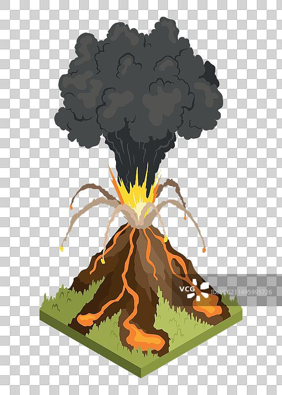 2.5D火山喷发自然灾害概念图片素材