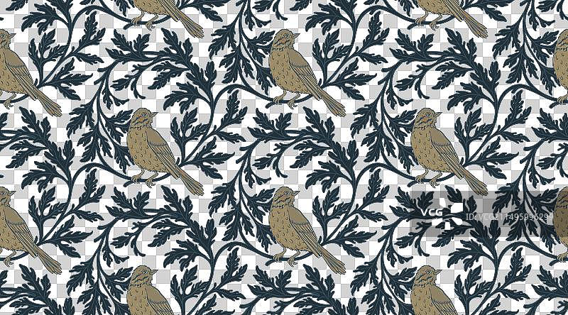 带有花环的复古风格无缝图案图片素材