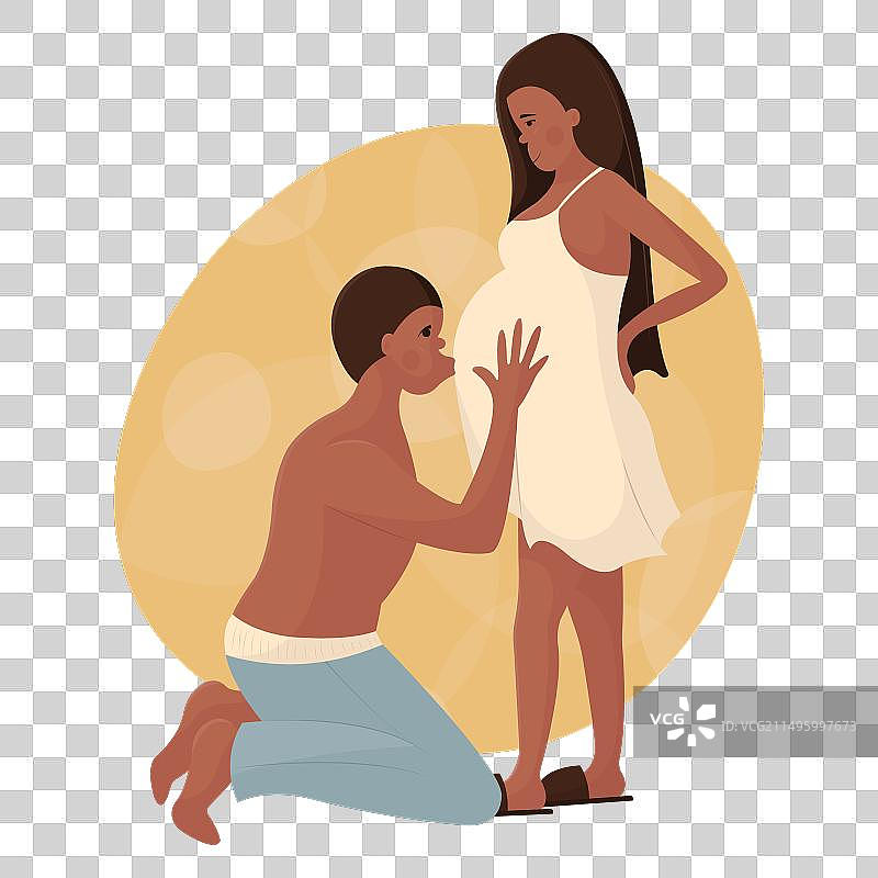 恋爱中等待分娩的年轻黑人夫妇图片素材