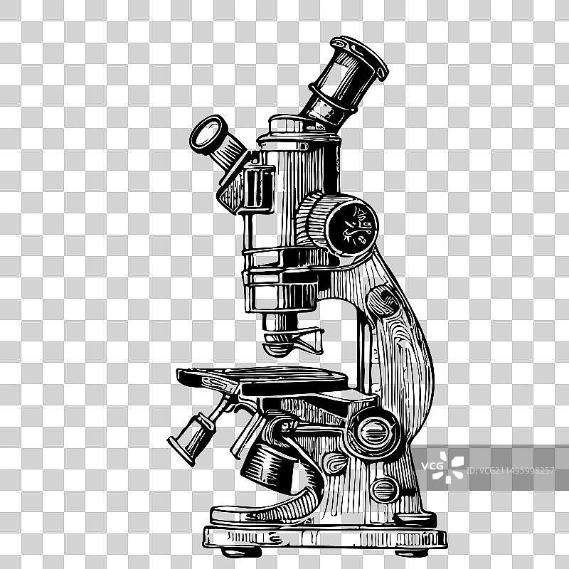手绘复古科学显微镜图片素材