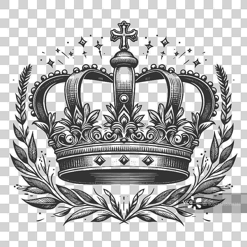 带有精美细节的皇冠素描图片素材