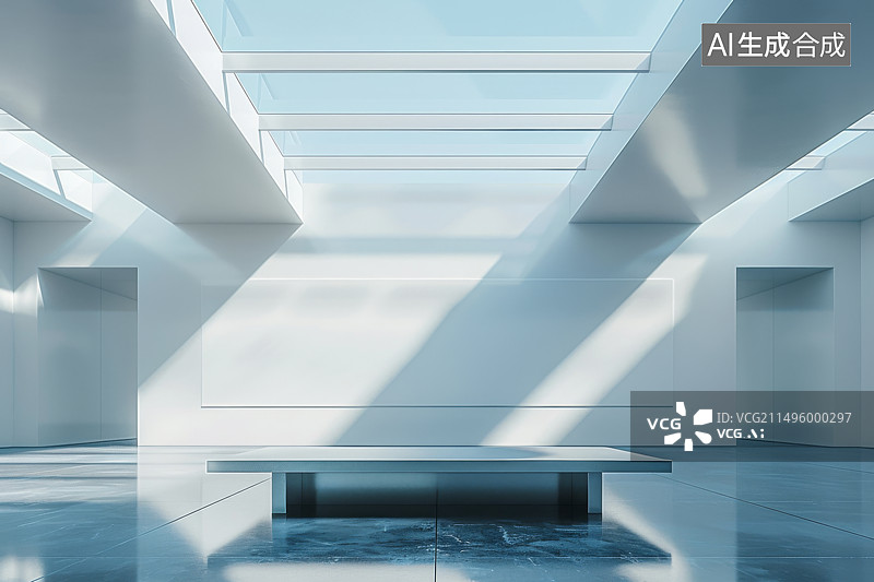 【AI数字艺术】空荡荡的现代建筑大厅图片素材