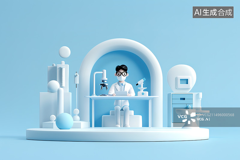 【AI数字艺术】商务风格医生工作办公场景插画图片素材