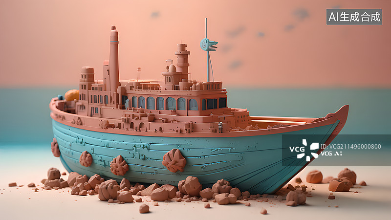 【AI数字艺术】停泊在海上的船只的特写镜头图片素材