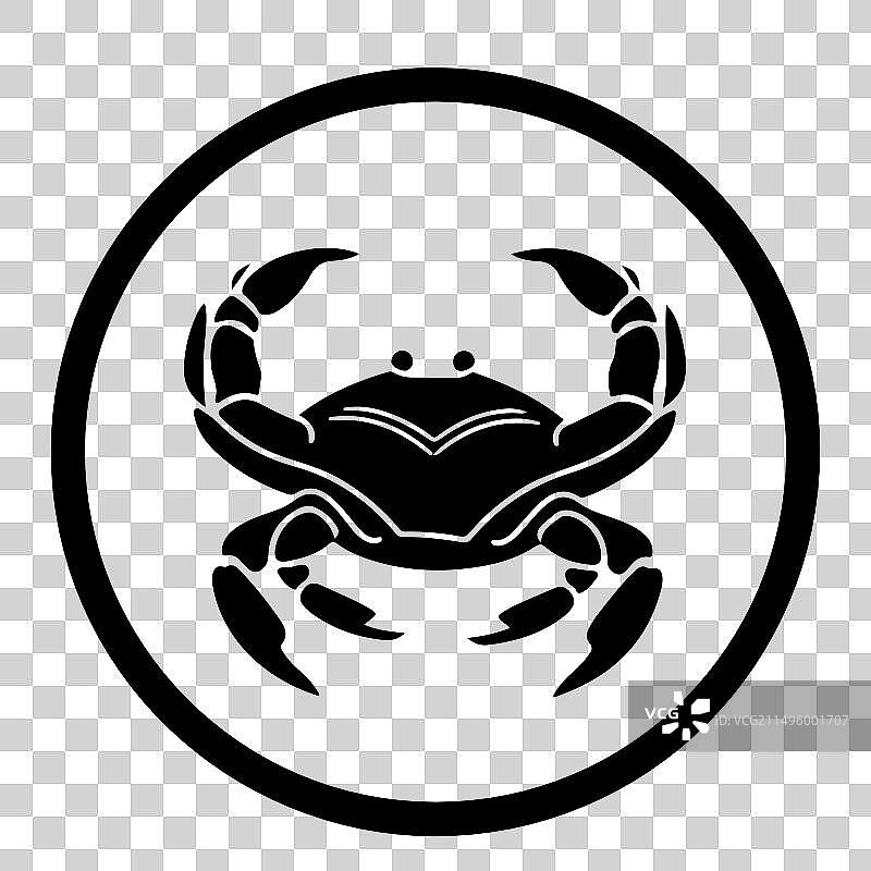 圆形螃蟹logo剪影设计图片素材