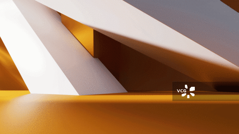 创意橙色几何体建筑空间三维渲染图片素材