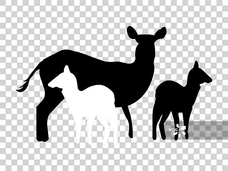 母亲节小鹿动物剪影扁平设计图片素材