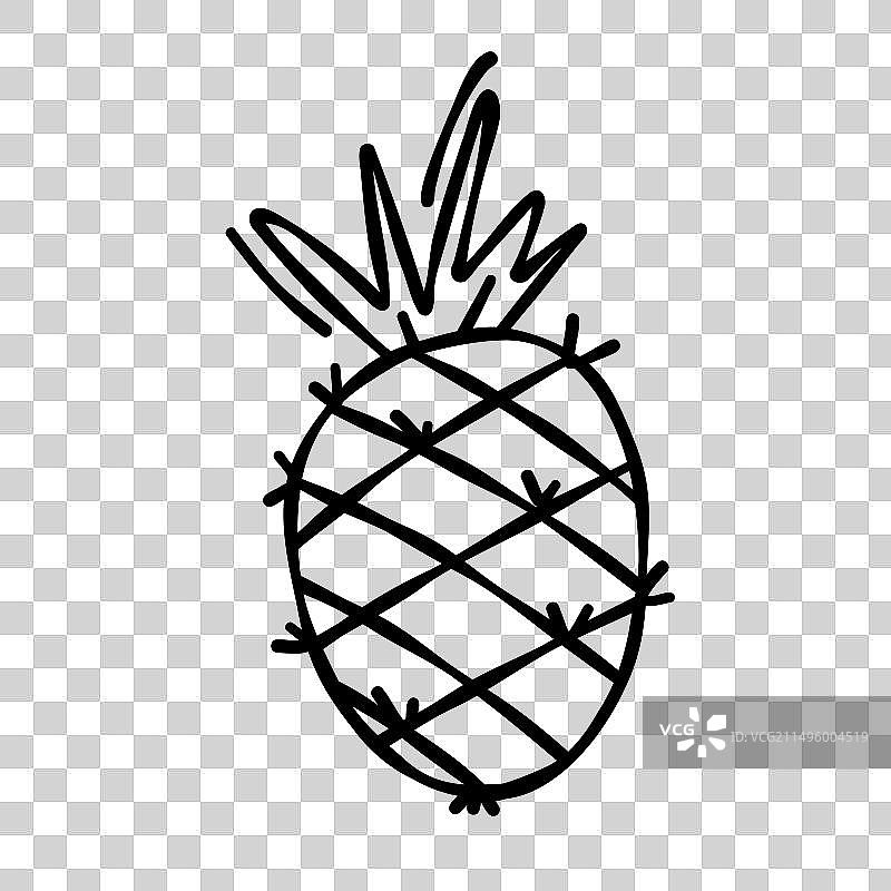 白色背景上的菠萝涂鸦图片素材