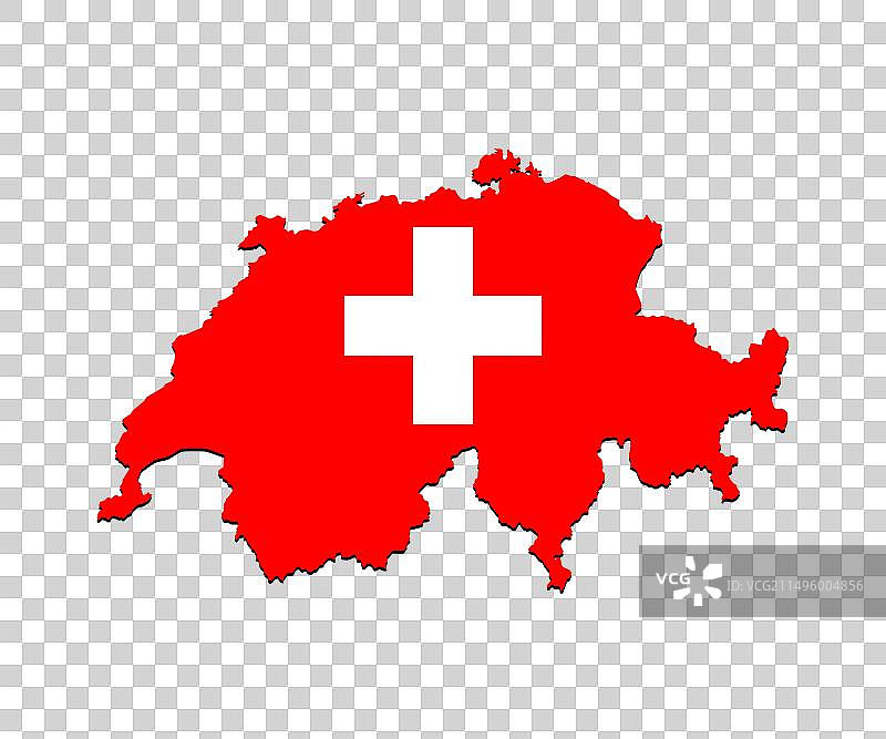 瑞士国旗欧洲国家地图图片素材