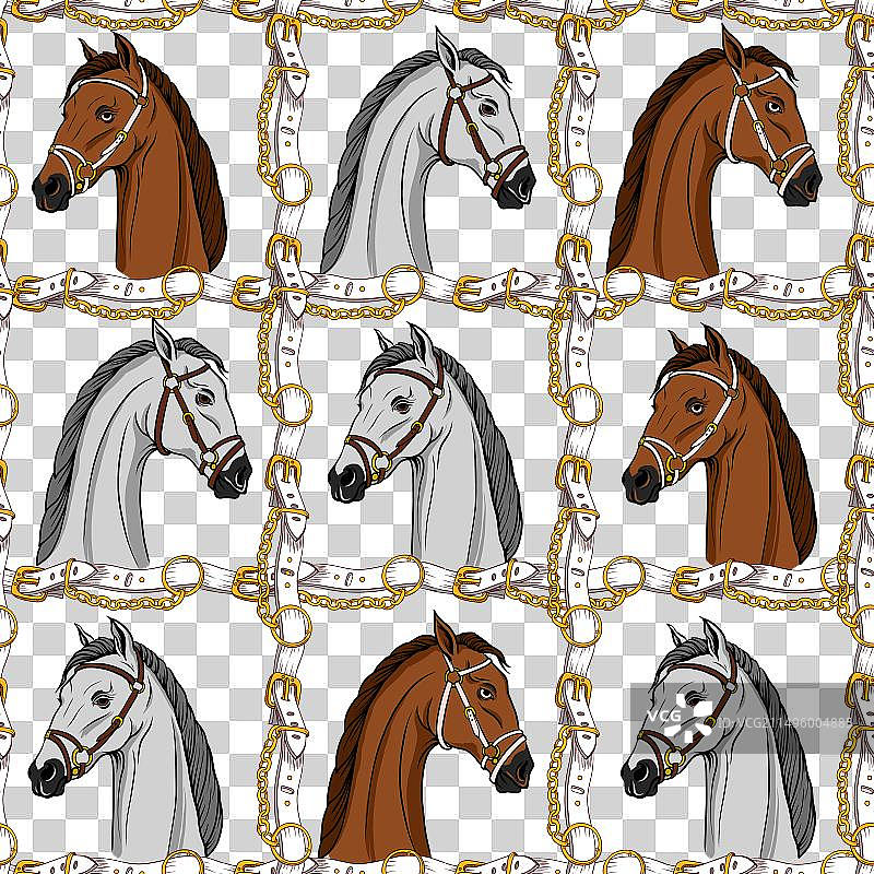 马头和腰带的无缝图案图片素材