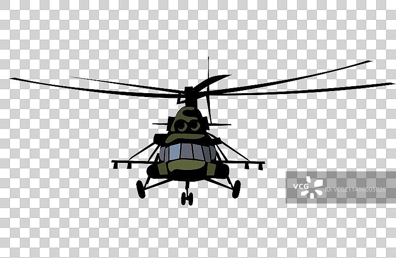 米-8军用直升机正面飞行图片素材