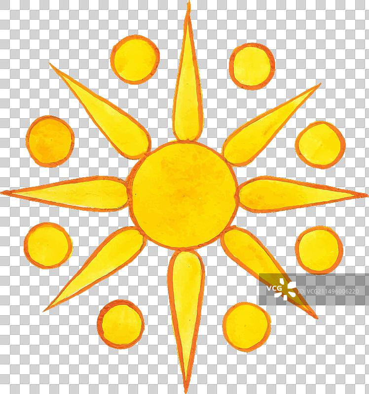 手绘水彩太阳图片素材