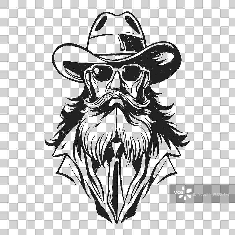 黑白胡须男人画像图片素材