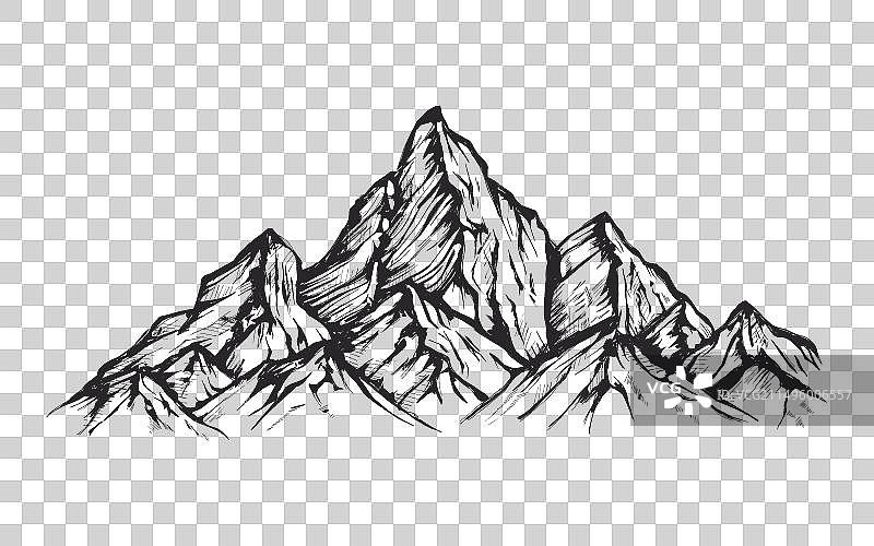 手绘崎岖山脉图片素材