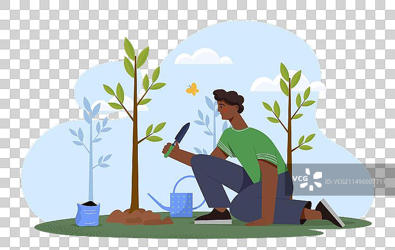 男人植树图片素材