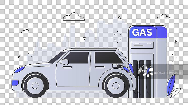 加油站加油汽车线性艺术图片素材