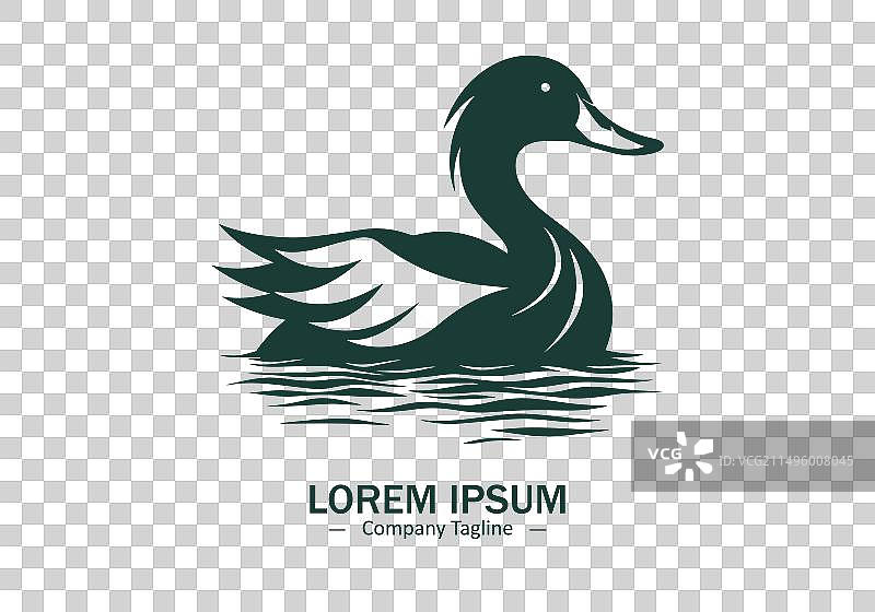鸭子或赤麻鸭logo剪影图标图片素材