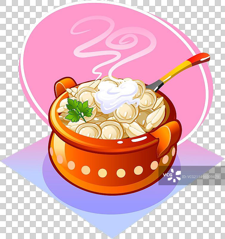 酸奶油锅里的饺子图片素材