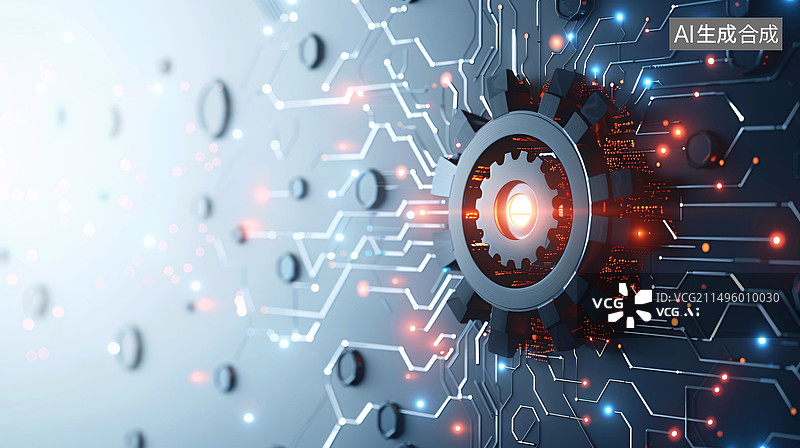 【AI数字艺术】齿轮结构高科技数字技术工程抽象技术背景图片素材