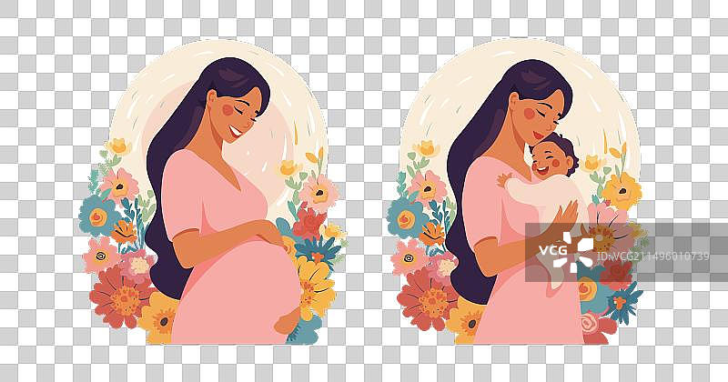 年轻的母亲和怀孕前的婴儿图片素材