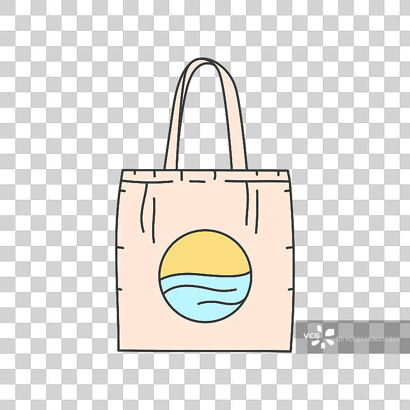 棉质购物手提袋线条颜色图标图片素材