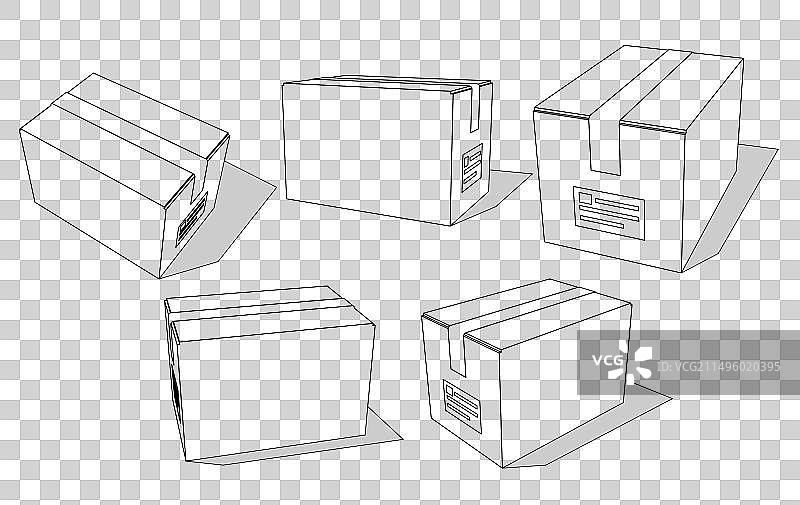 配送和储存纸箱套装图片素材