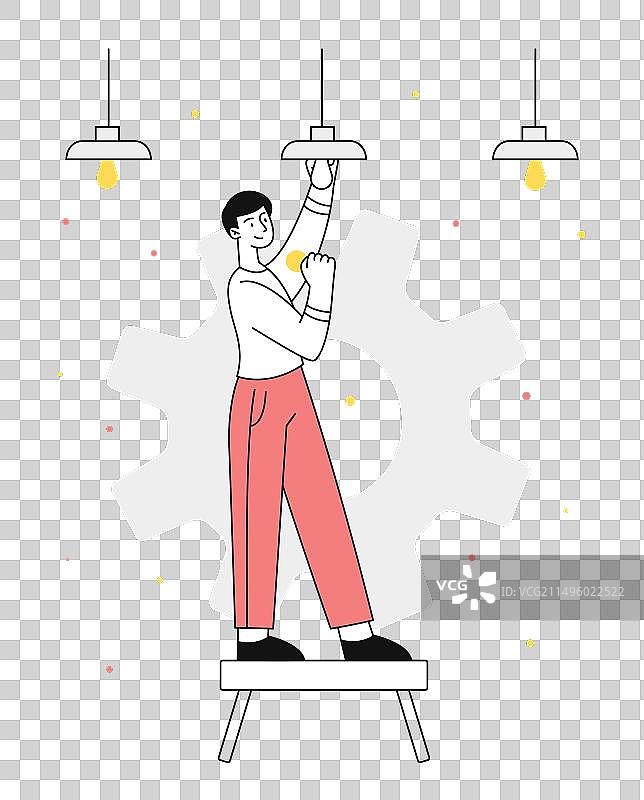 带灯具的电工线性图图片素材