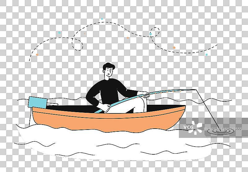 渔民在船上（线性风格）图片素材