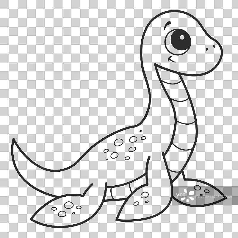 可爱水生动物涂色页图片素材