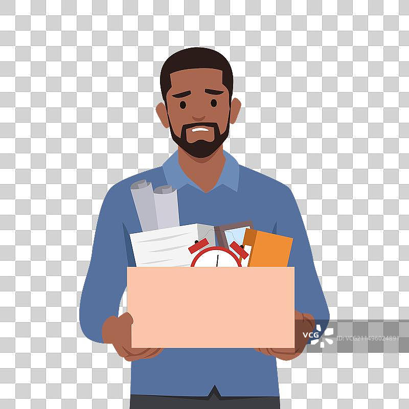 拿着装有东西的盒子的年轻男人图片素材