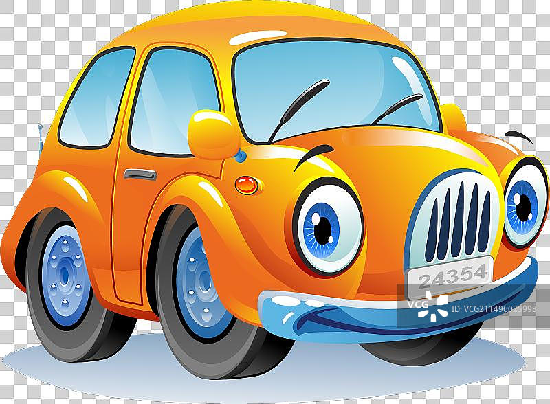 有趣的卡通橙色小汽车图片素材