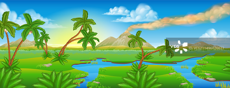 卡通史前背景场景图片素材