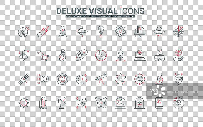太空研究天文学细黑红线图片素材
