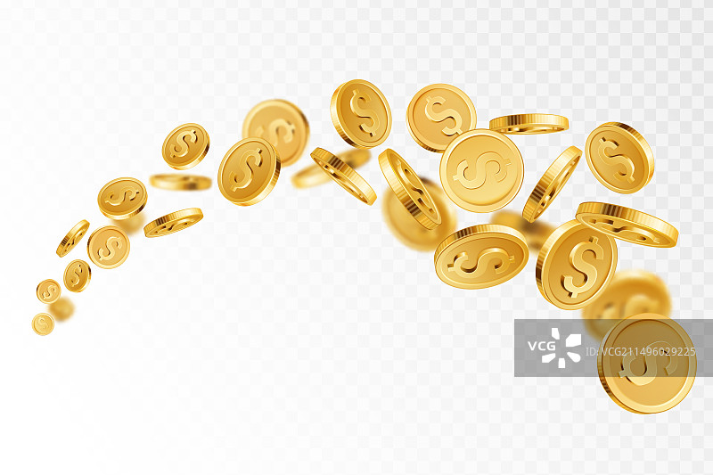 逼真的金色美元硬币流动图片素材