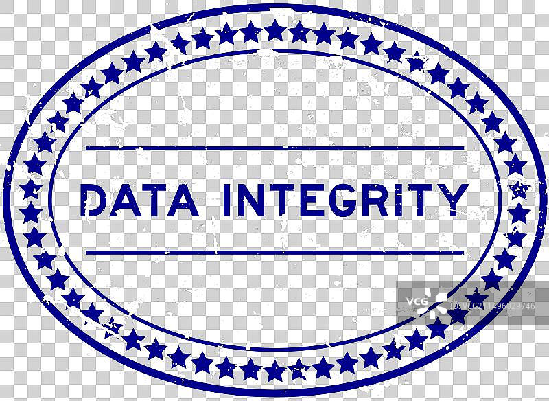 做旧蓝色数据完整性文字椭圆形橡胶印章图片素材