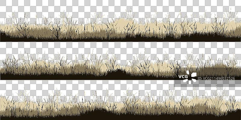 带有草地植物的草地轮廓图片素材