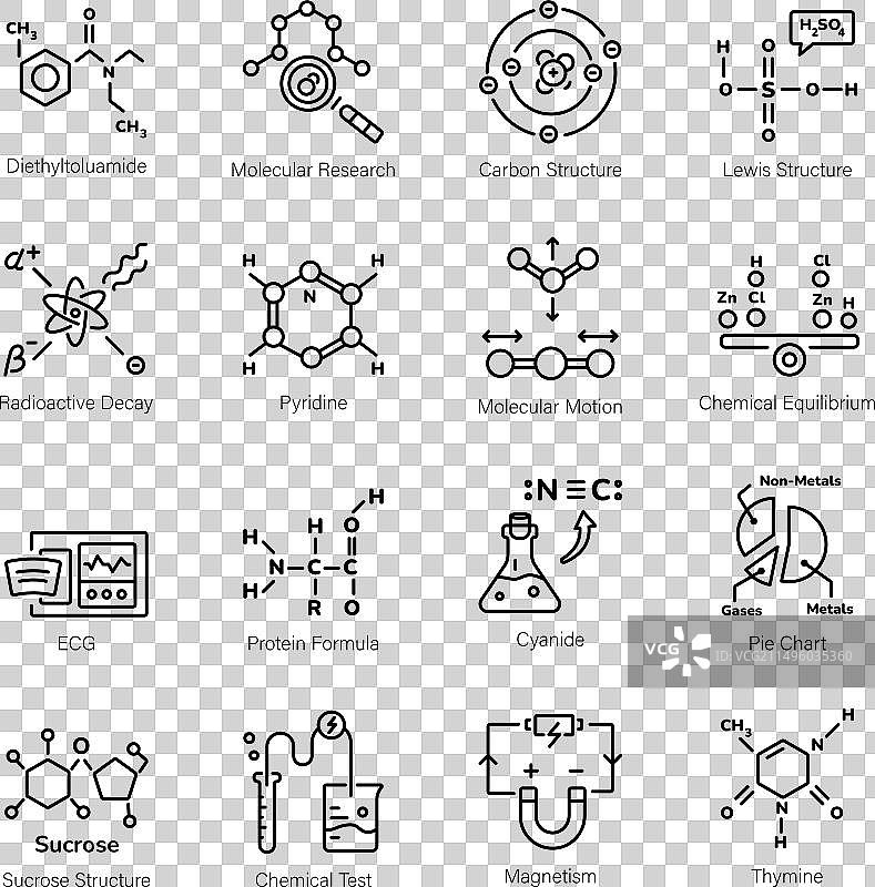 化学式与线性实验图标图片素材