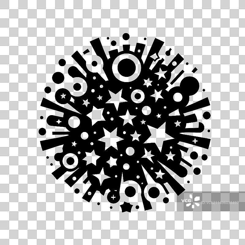 从上方落下的五彩纸屑黑色轮廓图片素材