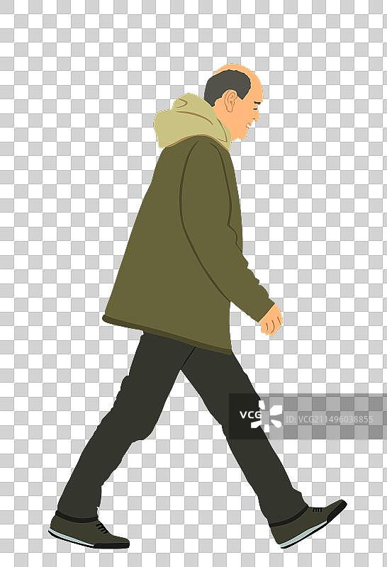 焦虑的老年人走路图片素材