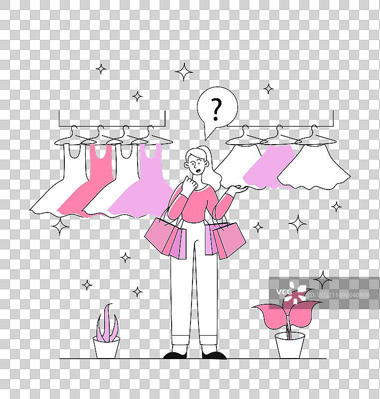 女人在精品店购物线性图片素材